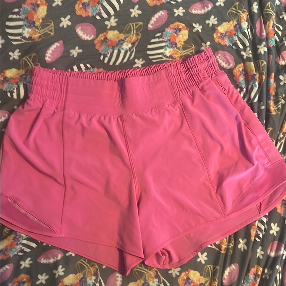 Vibrant Pink Athletic Shorts with Elastic Waistband lululemon hotty hot